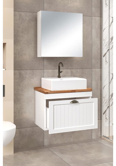 %100 Mdf 65 Cm Aren Banyo Dolabı Beyaz