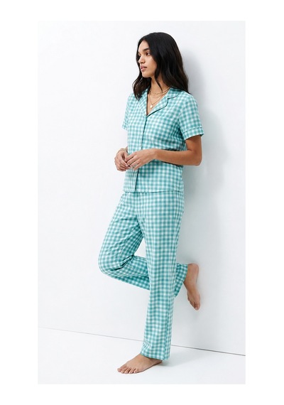 Fit Women Standart Boy Elastanlı Su Yeşili Pijama Takımı