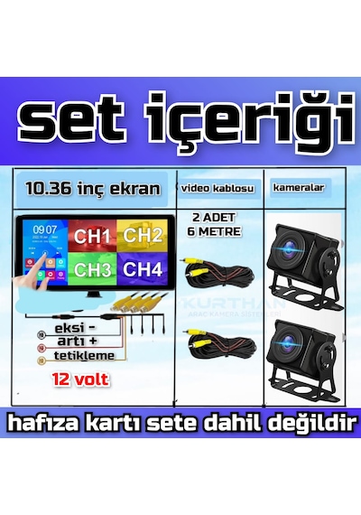 Dvr Dokunmatik Ekran Video Müzik 2 Ad Ahd 180 Derece Kamera Seti