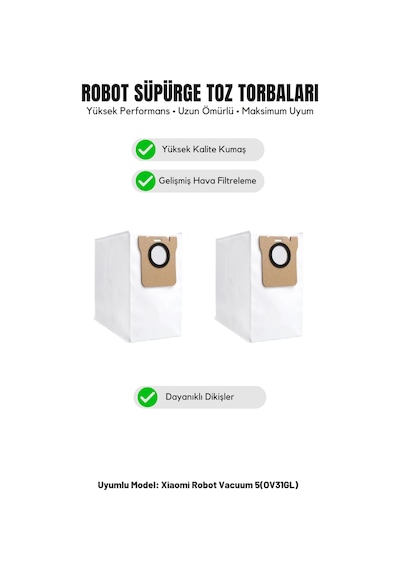 Robot Vacuum 5 Ov31gl İle Uyumlu 2'li Toz Torbası 17.0
