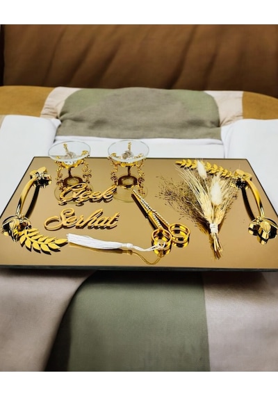 Cherish Gold Söz Nişan Tepsisi Bronz Bronz