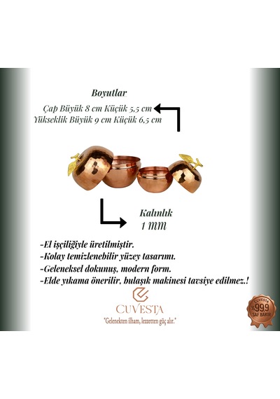 Cuvesta El Yapımı Gold Bakır Şekerlik Ve Çerezlik Seti