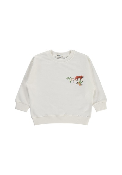 Civil Boys Hayvanlar Baskılı 2-5 Yaş Sweatshirt - Ekru