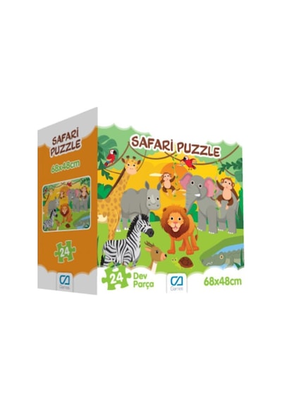 Ca Games 24 Parça Safari Yer Puzzle 5232, Çocuklar Için Hayvanlı Yer Puzzle
