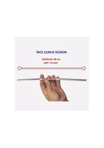 İnce Şeffaf Silikon Çubuk Küçük Tabancalar İçin 30 Cm 1 Adet