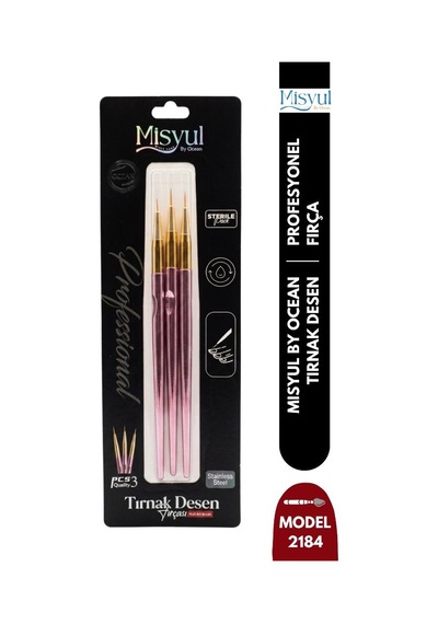 Misyul Tırnak Desen Fırçası 3'lü Pembe Mıs-2184