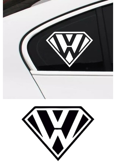 Volkswagen Superman Sticker, Volkswagen Sticker, Oto Sticker 25x20 Cm