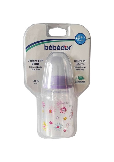 Bebedor Desenli PP Biberon 125 ML Mor Kod: 23302
