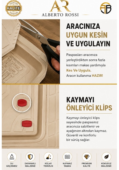 Dacıa Jogger Extreme Eco-g 2026 Model Uyumlu Enerji Bej 5d Havuzlu Paspas Yumuşak Kaymaz Taban