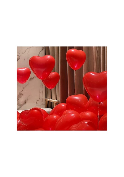 Kırmızı Kalpli Balon Sevgililer Günü Romantik Kutlama 12 İnç Kırmızı Kalp Balon 100 Adet Kırmızı Kırmızı