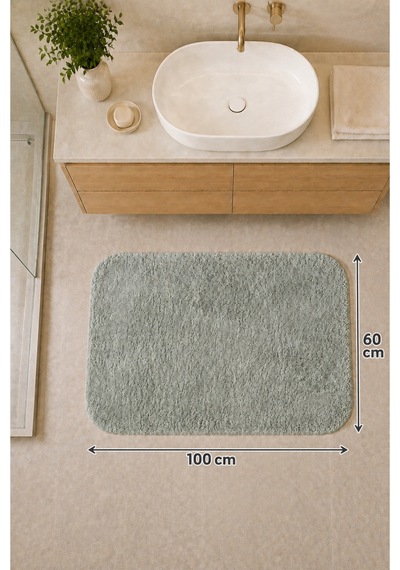 Kaymaz Jel Tabanlı Yıkanabilir Peluş Yumuşak Dokulu Dekoratif Tekli Banyo Paspası 60x100 Cm Çok Renkli