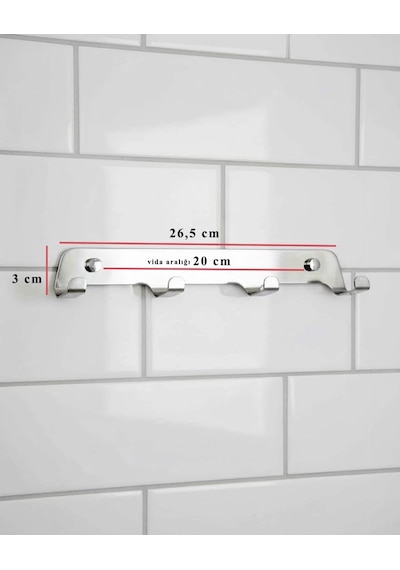 Askılık 4 Lü Yapışkanlı Ve Vidalı 1,2mm Ss201 Paslanmaz Çelik Renk Krom Çok Renkli