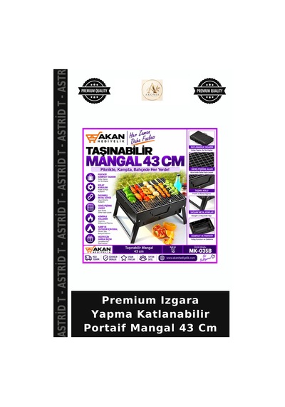 Premium Izgara Yapma Katlanabilir Portaif Mangal 43 Cm Çok Renkli