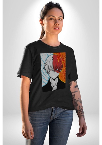 My Hero Academia Boku Anime Unisex Unisex Siyah Organik Baskılı T-shirt Penye Yüksek Kalite Siyah