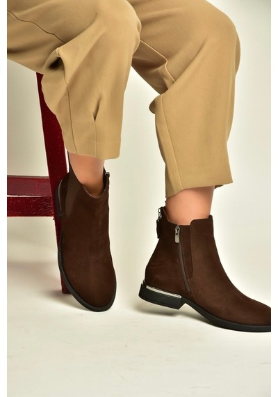 Fox Shoes Z555266661 Kahverengi Hakiki Deri Süet Kadın Bot