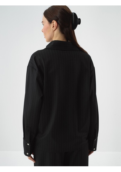Xint Siyah Esnek Dokulu Oversize Bluz 751141