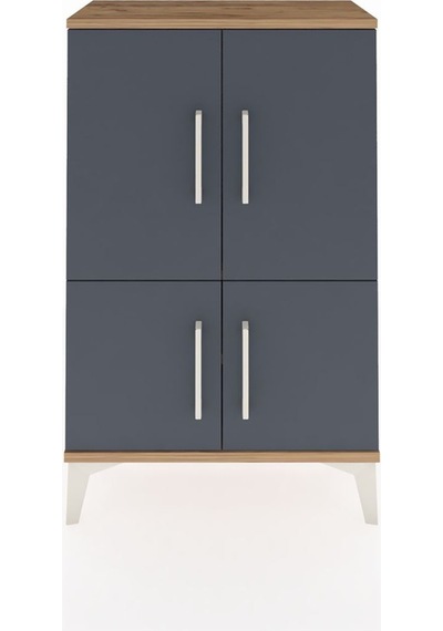 Arges Komodin 2 Raflı 4 Kapaklı 60x30x96 Çam-antrasit Atlas Çam