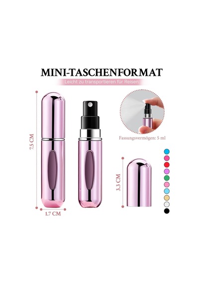 Lexroo 5ml Metal Taşınabilir Parfüm Şişesi, Doldurulabilir Seyahat Parfüm Atomizeri