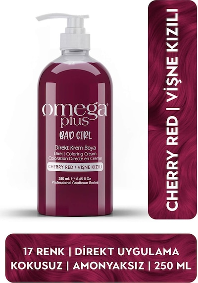 Omega Plus Bad Girl Vişne Kızılı Amonyaksız Renkli Saç Boyası 250ml