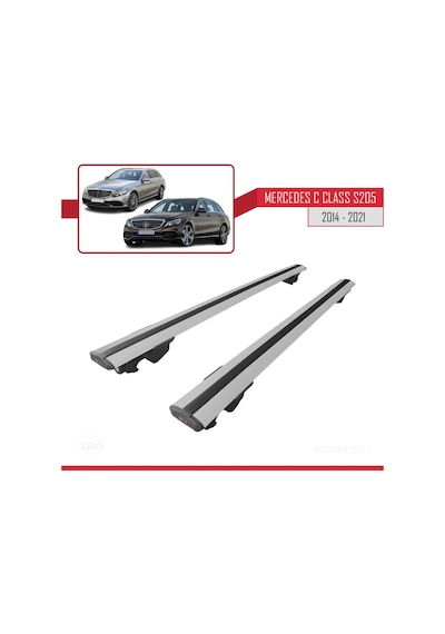 Mercedes C-class S205 2014-2021 İle Uyumlu Hook Model Anahtar Kilitli Ara Atkı Tavan Barı Gri