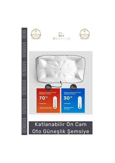 Otogüneşlik Araba Oto Isı Yalıtımlı Uv Korumalı Katlanabilir 10 Kaburgalı Ön Cam Güneşlik Şemsiye