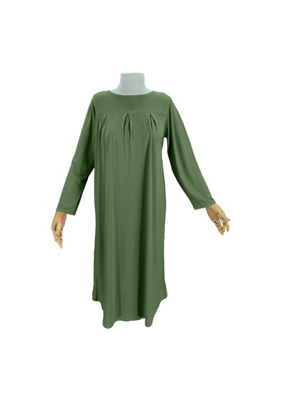 Pratik Tek Parça Organik Kız Çocuk Namaz Elbisesi Fıstık Yeşili