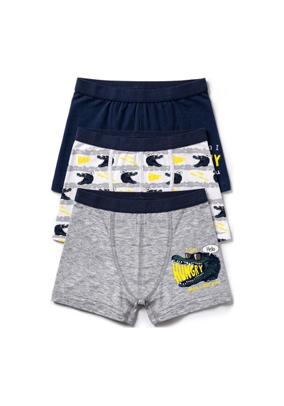 Öts Erkek Çocuk 3 Lü Pamuklu Boxer Baskılı Ergonomik Tasarım 7702-3 Renkli
