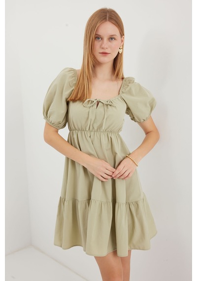 Bigdart 2351 Kloş Poplin Elbise - Çağla 001
