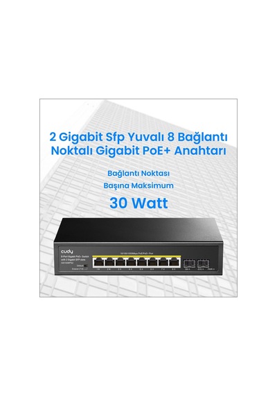 Cudy GS1008PS2 8 Port Gigabit 120 W 250m Poe+ 2 Gigabit SFP Switch