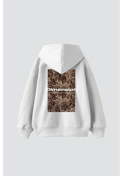 Startmore Dimension Leopar Baskılı Oversize Unisex Premium Beyaz Beyaz