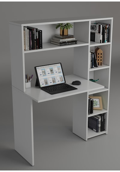 Moonlife Moonlife Duru Kitaplıklı Çalışma Masası Beyaz