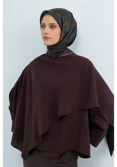 Armine Sura Saf İpek Eşarp 9540 - 04 Siyah Turuncu Batik Desen Siyah Turuncu