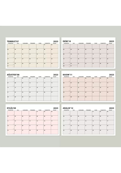 Boho Renk Aylık Planlama Masa Takvimi, 2027 Takvim, Minimalist Fonksiyonel Takvim - Siyah Renk