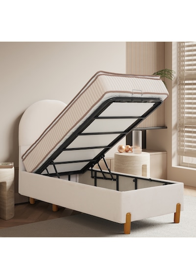 Bohem Tek Kişilik Sandıklı Baza + Pedli Yatak + Bohem Başlık 3 Lü Set Konuma Özel Teslimat 100 x 200 CM
