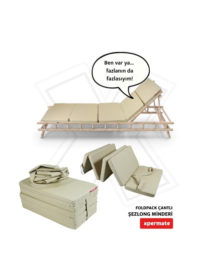 Xpermate Katlanır Şezlong Minderi Çantalı Cepli Foldpack 30x60x25