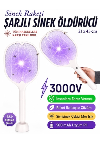 Standlı Asma Delikli Sivrisinek Sinek Haşere Böcek Öldürücü Led Işıklı Gece Lambası Şarjlı Elektirikli Sinek Öldürücü Haşere Öldürücü