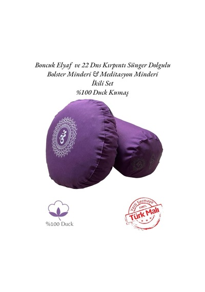 Mandala Meditasyon Minderi & Bolster Minderi Mor 2024