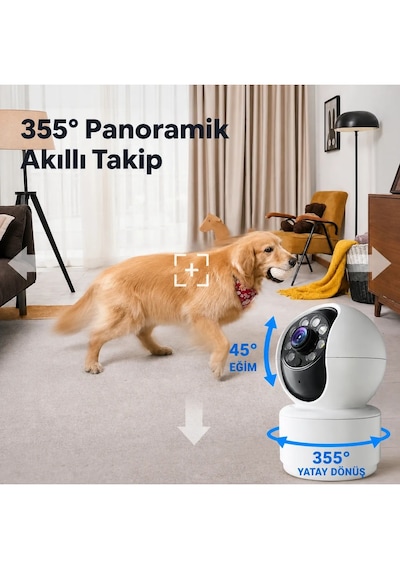 Wifi Kablosuz 1080p 2.4ghz + 5ghz 360 Hareket Izleme Sesli Cctv Ağ Ev Güvenlik Mini Ip Kamera