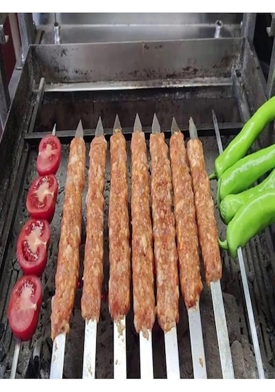 Bev Kitchen 6 Adet Profesyonel Metal Kıyma Şiş Adana-urfa-antep Kebap Şişi Gri