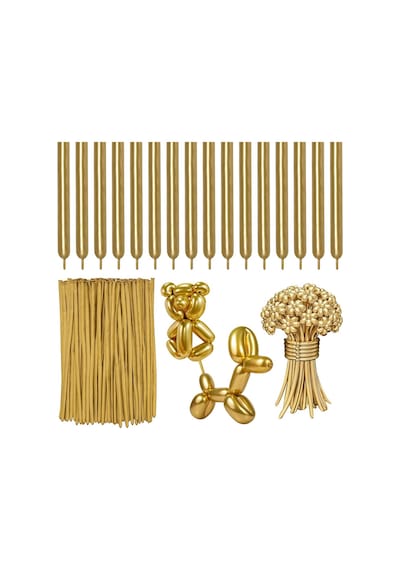 Yüksek Kalite 100 Adet Gold Sosis Balon Metalik Gold Sosis Balon Parlak Sosis Balon Şekil Balonu Altın