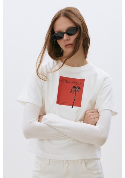 Suud Collection Ekru Darling Basic Tişört