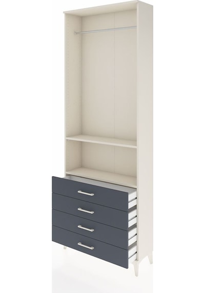 Arges Dolap 2 Raflı 4 Çekmeceli Tek Askılı 88x30x243 Aytaşı-antrasit Aytası