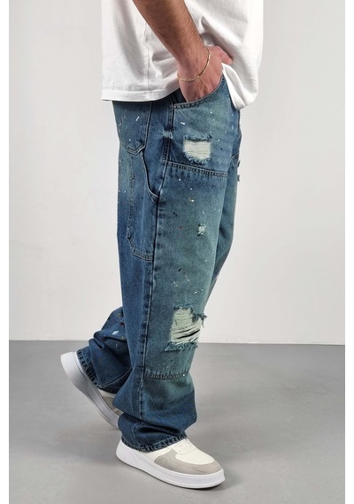 Cedy Denim Cedy Denım Yüksek Kalite Erkek Yüksek Bel Worker Tarz Skater Jean Yeşil