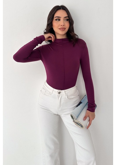 Noa & Noa Kadın Dikiş Detaylı Fit Bluz White Line Mor