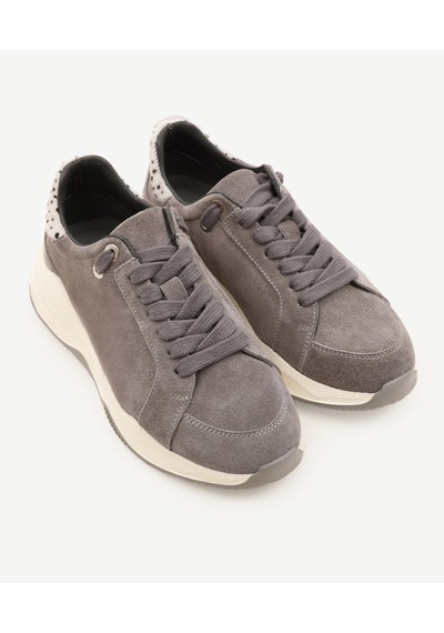 Yargıcı Tay Tüyü Detaylı Deri Sneaker Gri