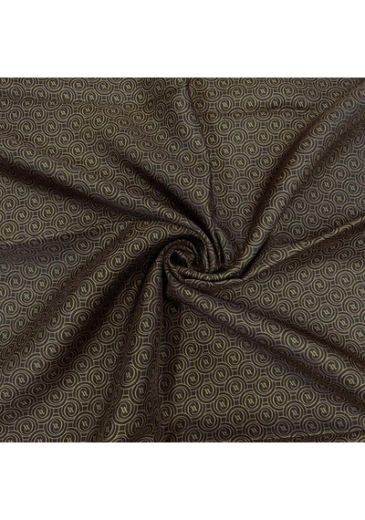 Vakko Twill İpek Eşarp - Helezon Monogram - Kahve Gold Altın - Kahverengi