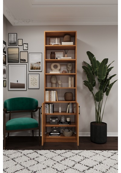 Asra Trend K-35 %100 MDF 60 cm Kapaklı Kitaplık Raflı Ofis Dosya Dolabı Petra