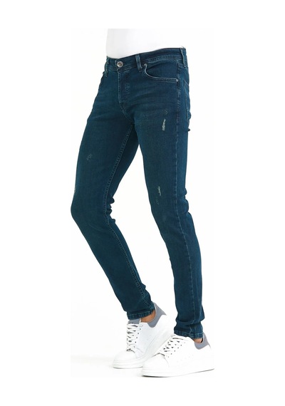 Digital Jeans Dar Kesim Erkek Yıpratmalı Kot Pantolon Koyu Yeşil Açık Gri