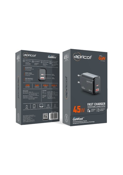 Apricot Apc-u425t Type-c Usb-c 55w 3.0a Beyaz Kablolu Hızlı Ev Şarj Adaptörü