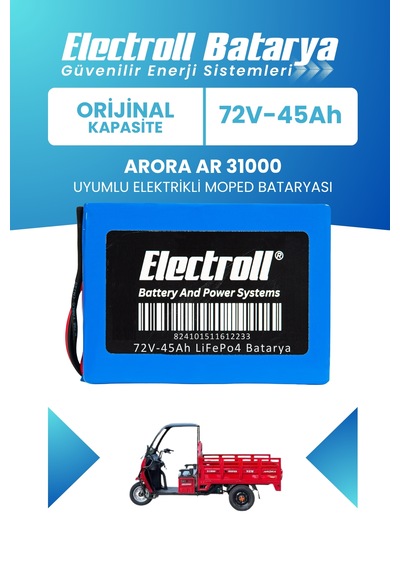 Arora Ar 31000 Uyumlu Batarya Standart Kapasite Lifepo4 72v 45ah Elektrikli Moped Bataryası